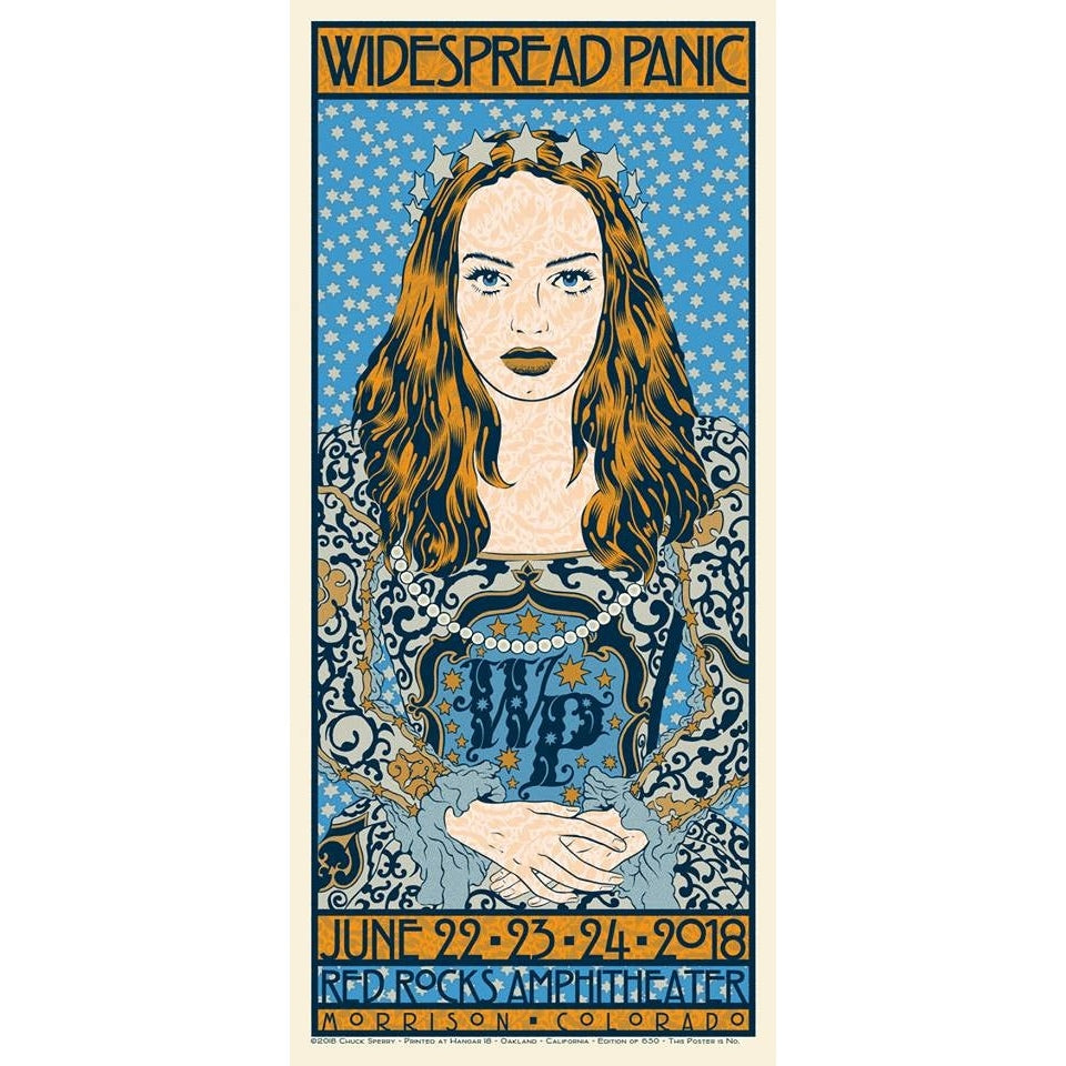 Widespread Panic Red Rocks Amphitheater Colorado June 22-24th 2018 LE Screen Print Poster By Chuck Sperry