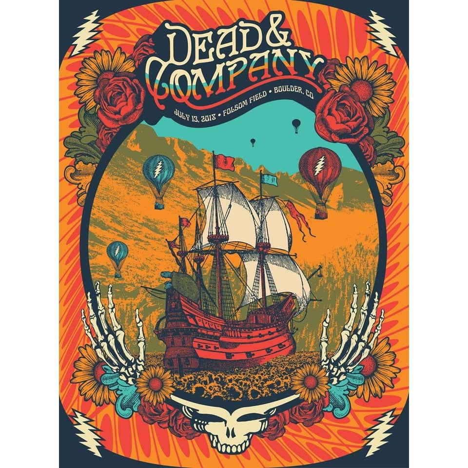 Dead & Company Folsom Field Boulder Colorado July 13th 2018 Official LE Screen Print Poster By Status Serigraph