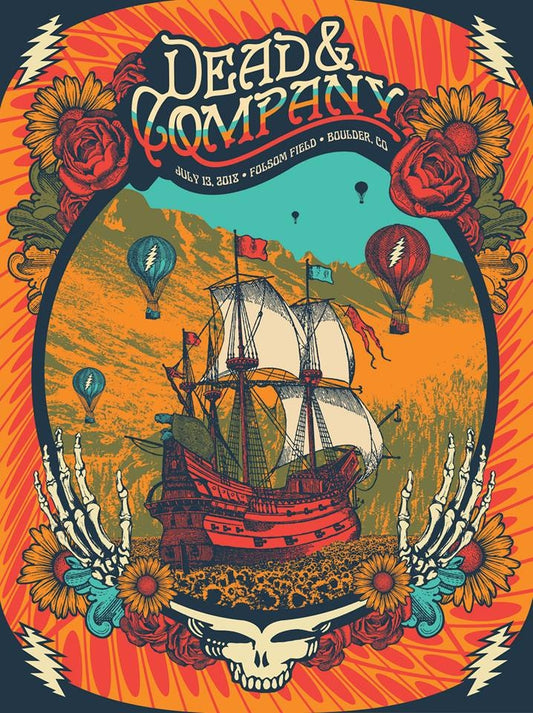 Dead & Company Folsom Field Boulder Colorado July 13th 2018 Official LE Screen Print Poster By Status Serigraph