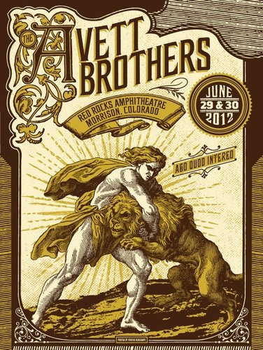 Avett Brothers Red Rocks Amphitheatre 2012 Official Poster