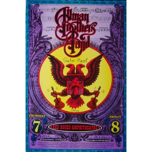 Allman Brothers Red Rocks Amphitheatre Colorado 1997 Original 1st Edition Promoters Poster Emek