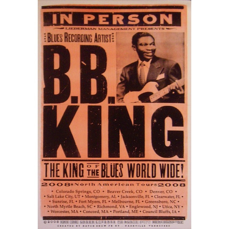 B.B. King Beaver Creek, Denver Colorado Spring Tour 2008 Original Letterpress Print