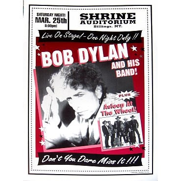 Bob Dylan Shrine Auditorium Billings Montana 3/25/00 L.E. Poster