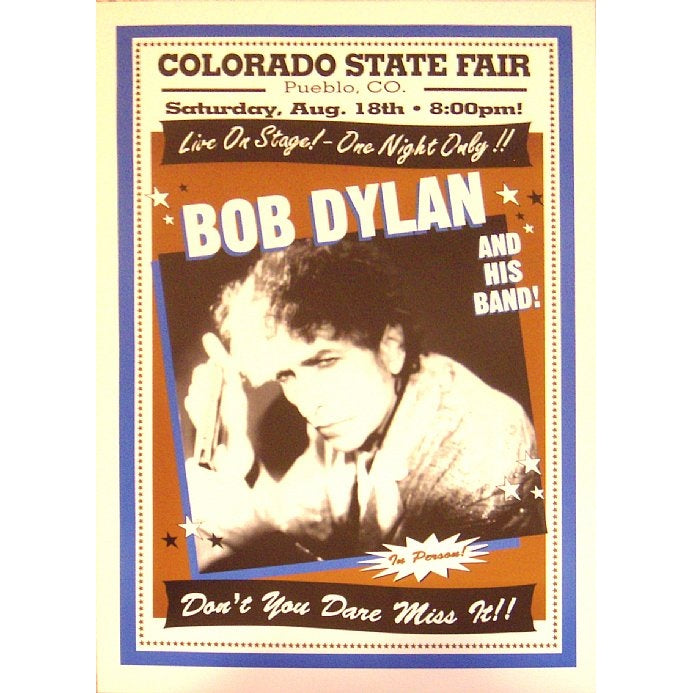 Bob Dylan Colorado State Fair Pueblo 7/18/01 Official L.E. Poster