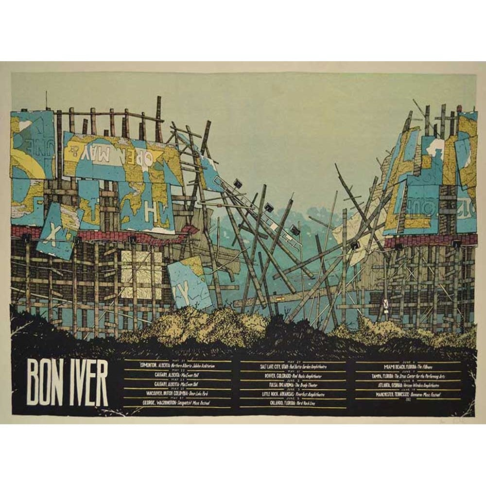 Bon Iver North American Tour 2012 L.E. Official S/N Poster By Landland Red Rocks Bonnaroo