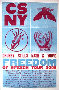 Crosby Stills Nash & Young CSNY US Tour 2006 Letterpress poster by Hatch Show Print