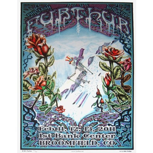 Furthur Grateful Dead @ 1st Bank Center Broomfield Colorado 2011 Official 1st edition Poster Hand Numbered Edition of 600 Skeleton Skier