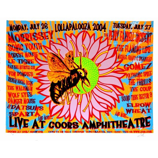 Lollapalooza Coors Amphitheatre Chula Vista California 2004 Official Poster S/N Lindsey Kuhn