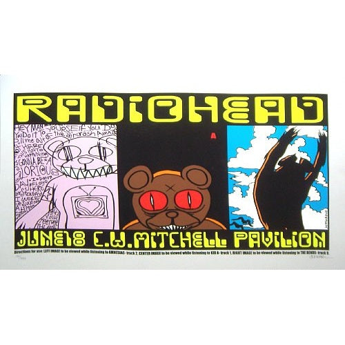 Radiohead Woodlands Texas 6/18/01 S/N 1st Edition Poster Jermaine Rogers