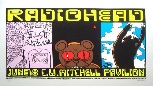 Radiohead Woodlands Texas 6/18/01 S/N Poster By Jermaine