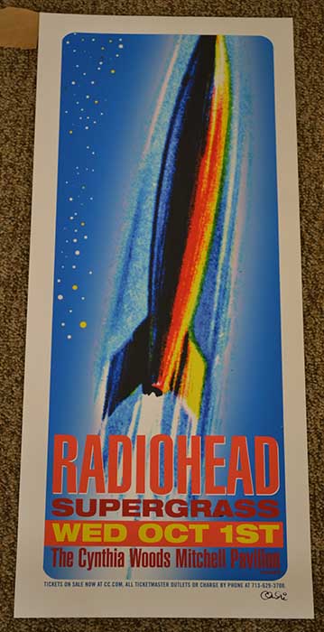 Radiohead Cynthia Woods Mitchell Pavilion Woodlands Texas October 1st 2003 Poster Hand Signed