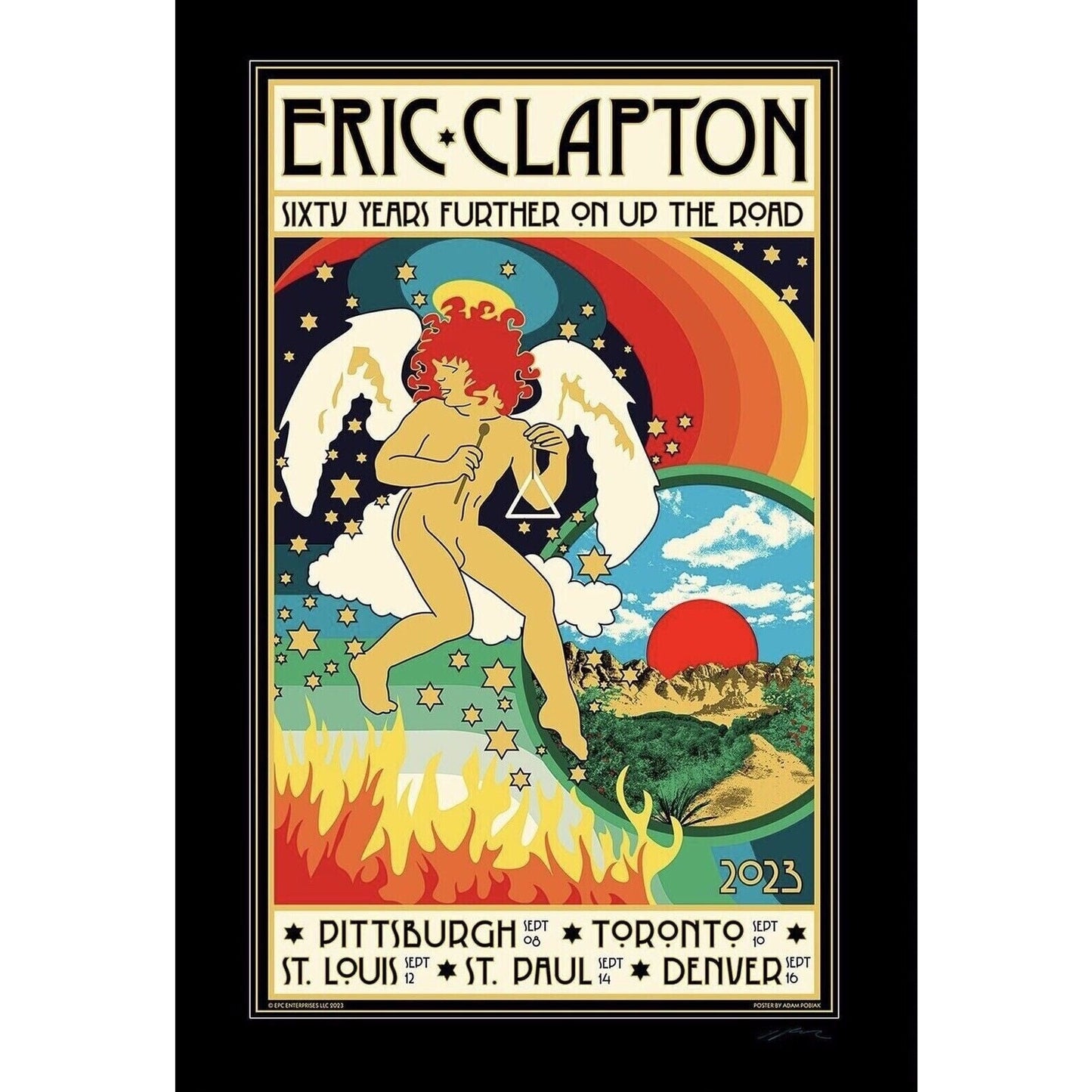 Eric Clapton North American Tour 2023 Official Limited Edition Silk Screen Print Poster Hand Numbered Edition of 1500