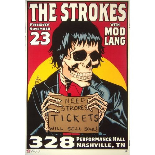 The Strokes @ Performance Halll Nashville TN 11/23/01 Limited Edition Poster By Brian Ewing