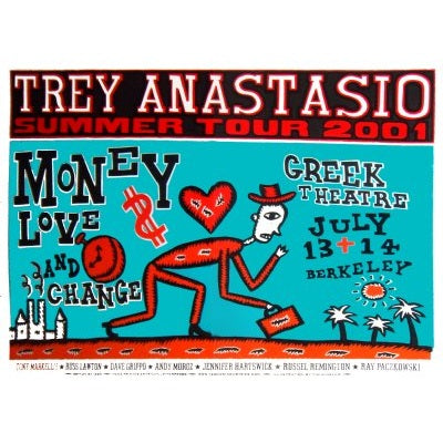 Trey Anastasio @ The Greek Theatre 7/13-14/01 Linocut Silk Screen Poster