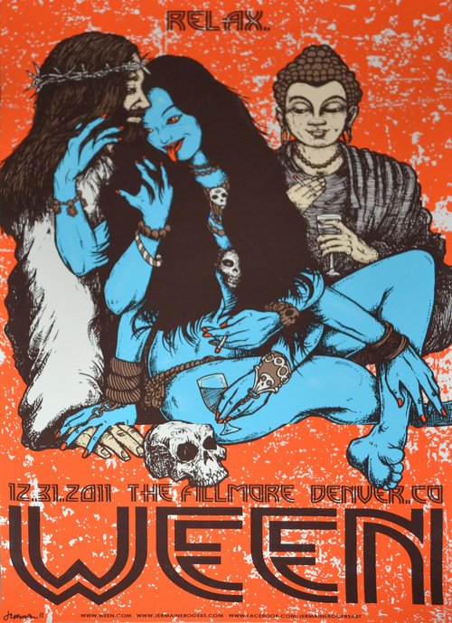 Ween Denver Fillmore 12/31/11 New Years Eve Official Silk Screen Print by Jermaine