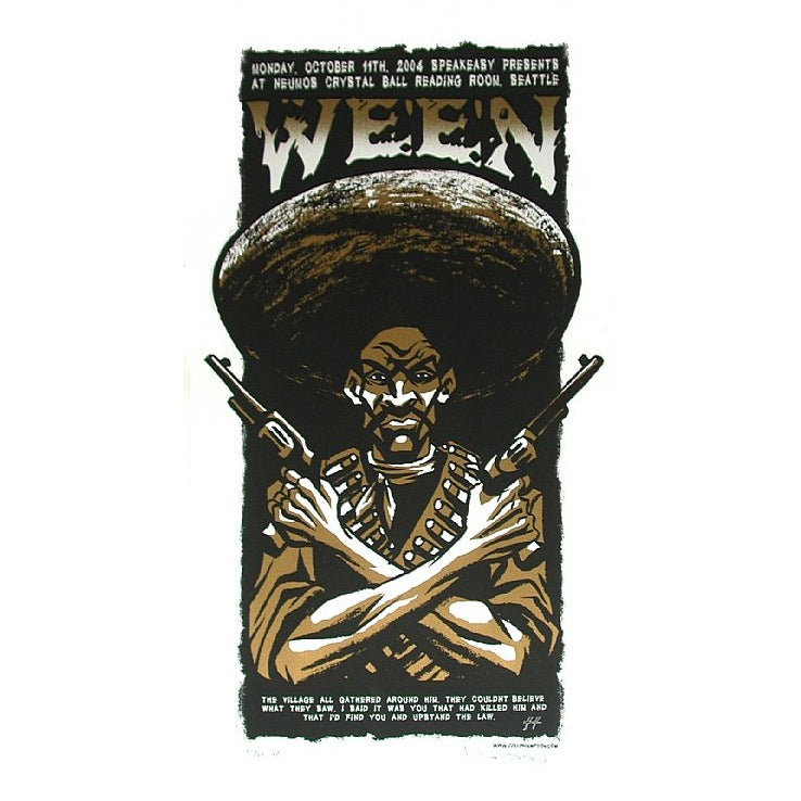 Ween 10/11/04 Nuemo's Crystal Ball Reading Room, Seattle Washington official silk screen print By Justin Hampton