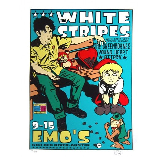 The White Stripes Emo's Austin Texas 9/15/01 S/N 1st Edition Poster By Ewing & Rogers