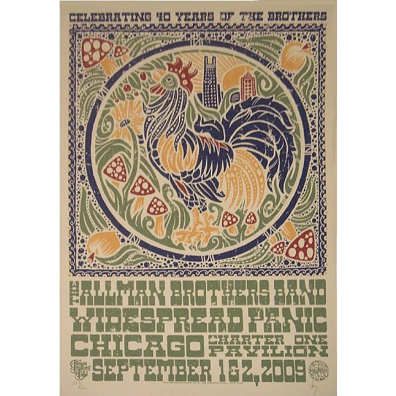 Allman Brothers & Widespread Panic Charter One Pavilion Chicago 2009 Official Concert Poster