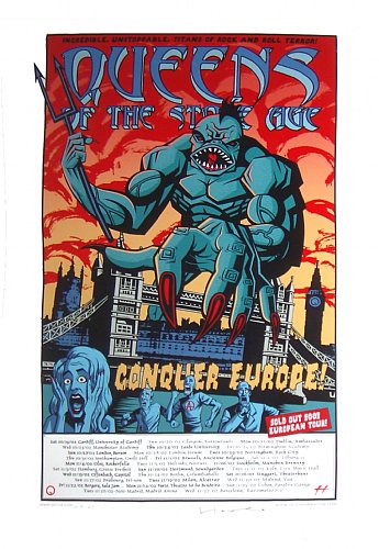 Queens Of The Stone Age European Tour 2001 S/N Poster By Justin Hampton