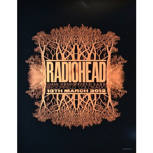 Radiohead March 13th 2012 Broomfield Colorado Official Poster Hand Numbered Edition of 250