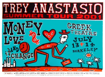 Trey Anastasio @ The Greek Theatre 7/13-14/01 Linocut Silk Screen Poster