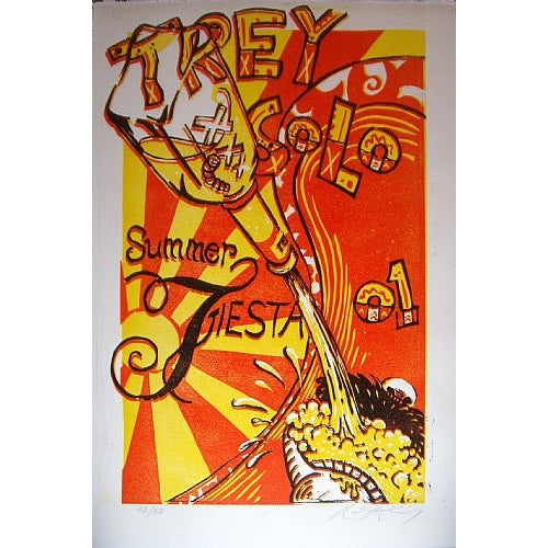 Trey Anastasio Solo Summer Fiesta 01 Linocut Poster S/N edition of 50 By AJ Masthay