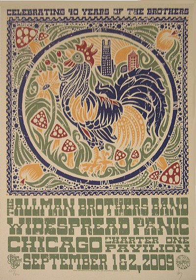 Allman Brothers & Widespread Panic Charter One Pavilion Chicago 2009 Official Concert Poster